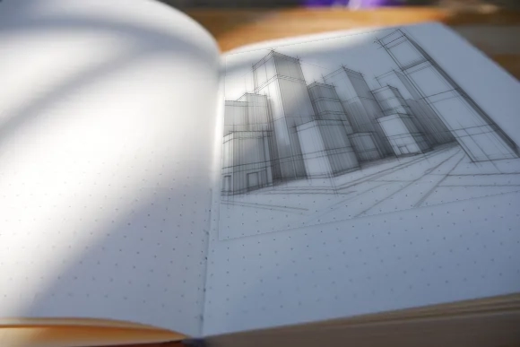 Notizbuch Architektur Skizze Zeichnung